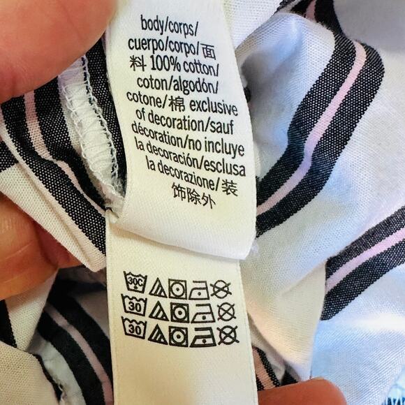 VICTORIA’S SECRET PINK Pajama Shorts S White Black Stripe Ruffle Hem Cotton - Picture 5 of 6